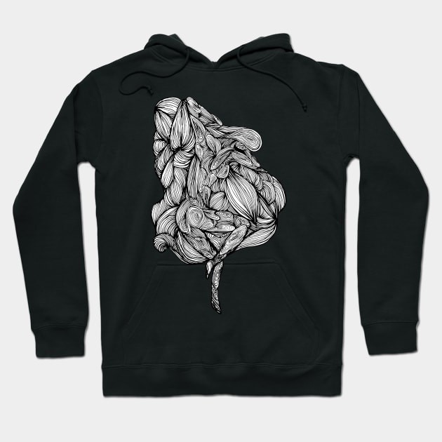 Abstract fluid lines drawing of a sleeping woman Hoodie by Elemesca